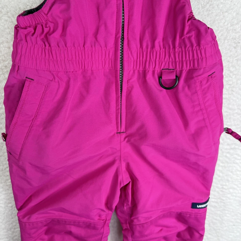 Lands' End Snow Bib Pants Girls 4 Pink Grow-A-Longs Insulated Ski Winter Kids - Image 3 of 4