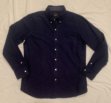 J. McLaughlin Shirt Men Size Large Classic Fit Flip Cuff Navy Blue