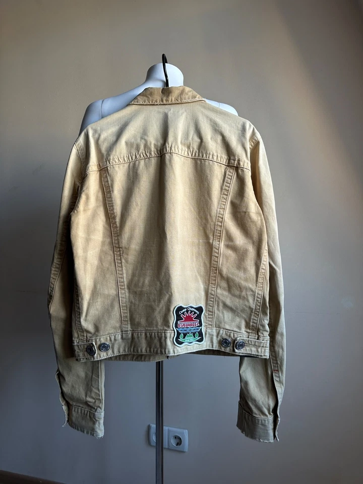 Chaqueta de mezclilla envejecida vintage Dsquared2 talla 50 beige archivo raro Y2K Foto 3 de 4