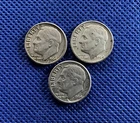 1964 Roosevelt Dimes Lot of Three 90% Silver Coins! Free Shipping!