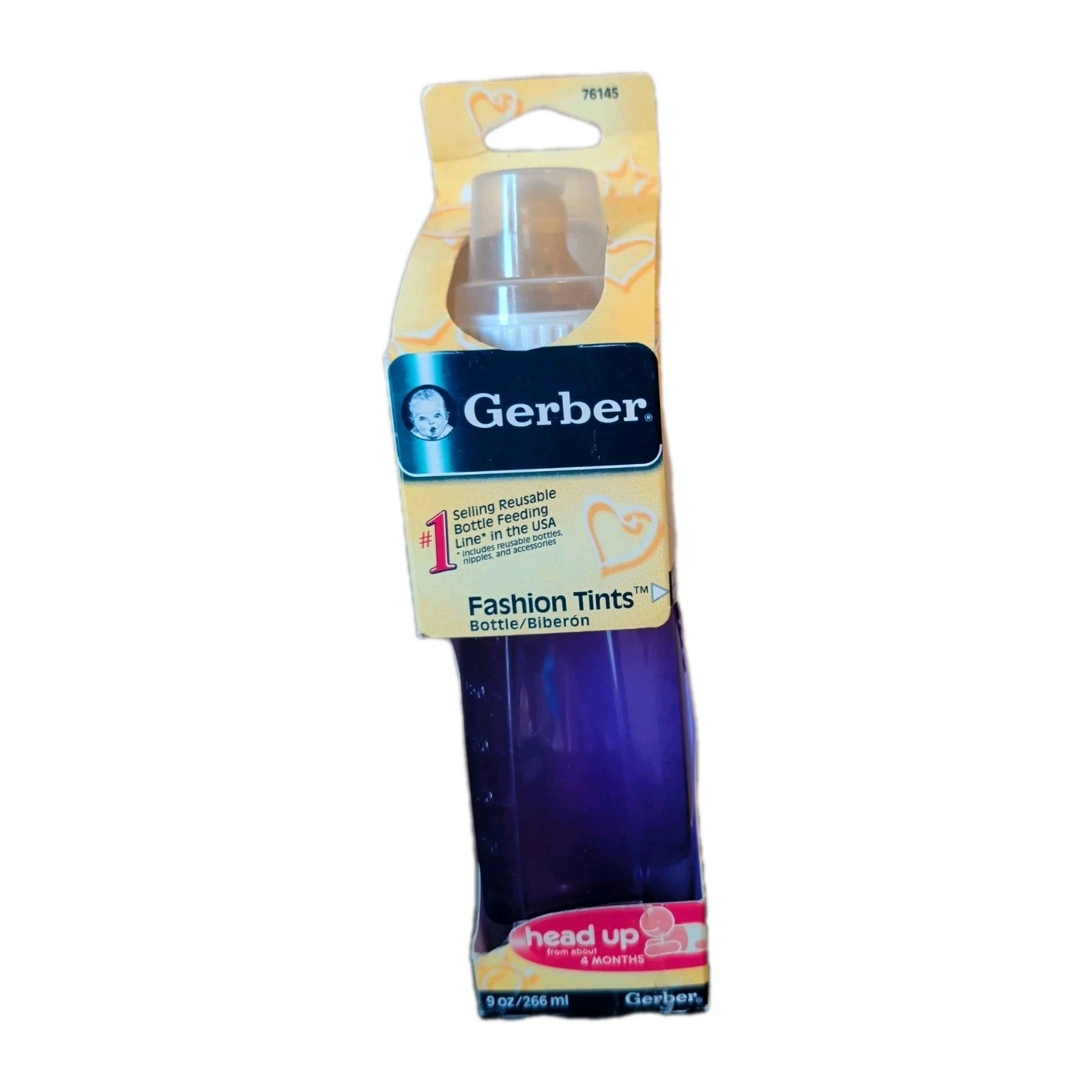 Vtg Gerber Baby Bottle Fashion Tints Plastic Nurser 2004 Purple 9 oz