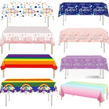 Rose gold Happy Birthday tablecloth Teal Pink Blue party table cloth decoration