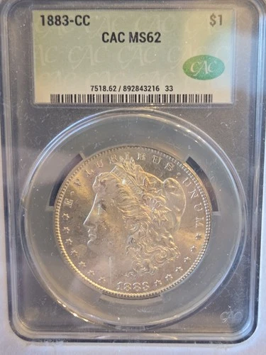 1883 CC Morgan Silver Dollar - CAC MS62 - Carson City