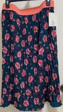 LuLaRoe Women s XL Green Floral Pink Pleated Skirt NWT