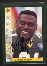 1995 Police Team Issue GEORGE TEAGUE Signed Card autograph auto PACKERS
