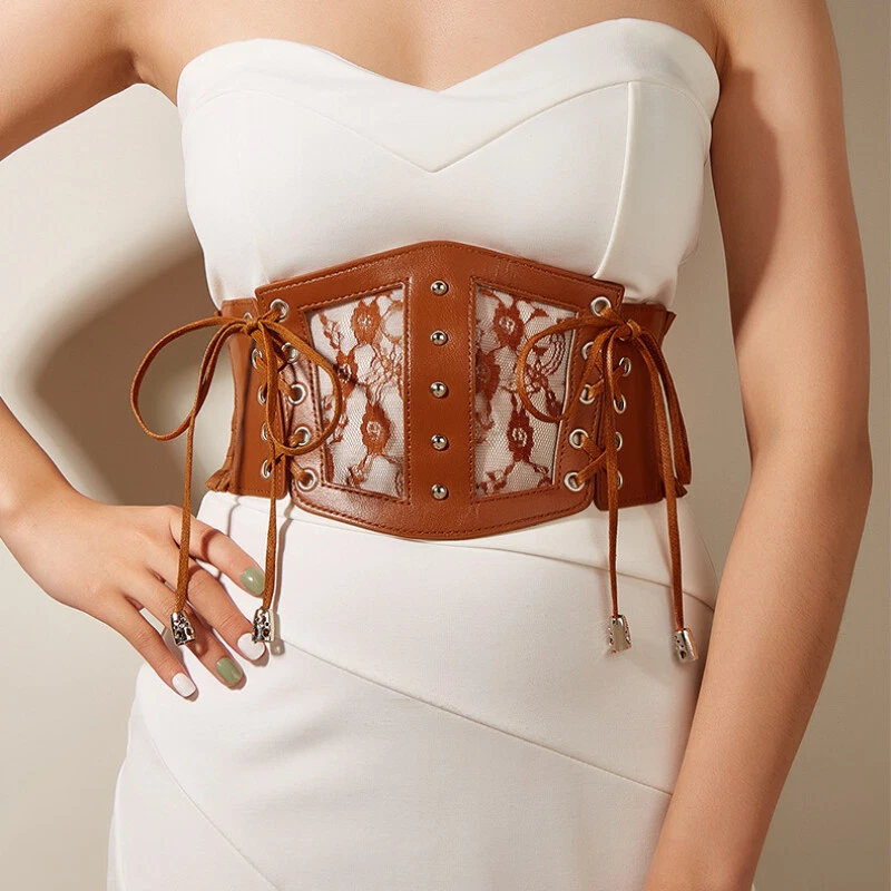 Damen Blumen Spitze Breiter Gürtel Bund Korsett Elastisch Punk Gothic Kummerbund - Bild 2 von 4