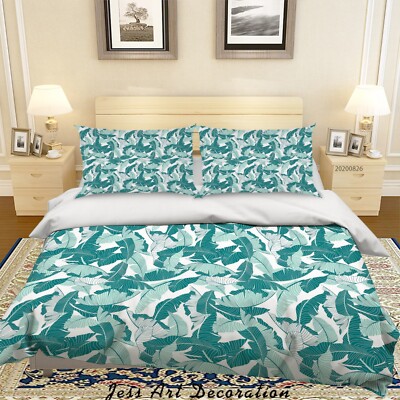 3D Leaves Flora Pattern Quilt Cover Set Bedding Sets Pillowcases Queen 6