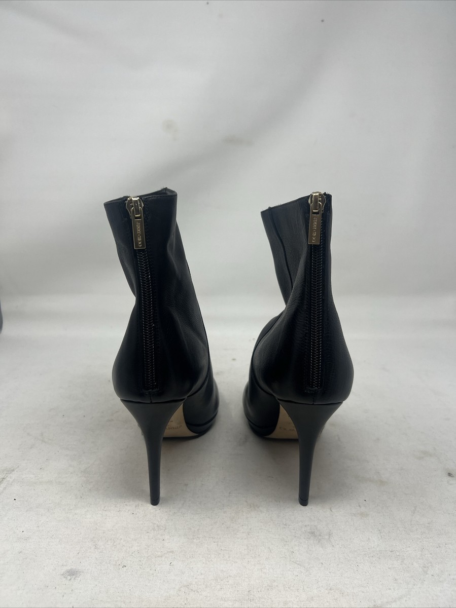 BRAND NEW Jimmy Choo Black Leather Womens Heel Boots Zip up Style