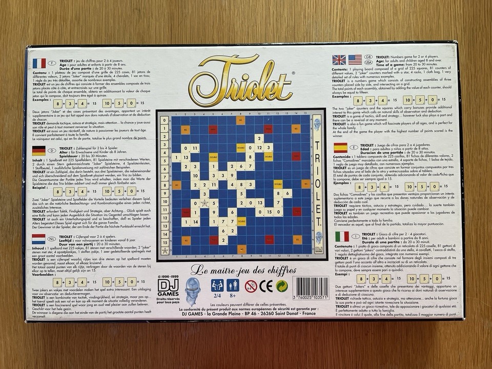 Vintage TRIOLET Game Number Tile Counting Board Game by DJ GAMES eBay