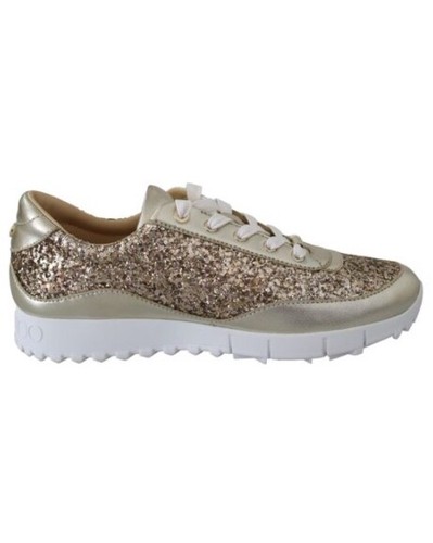 NUEVO EN CAJA Jimmy Choo Para Mujer Monza Tenis de Tela Brillo Grueso, Dorado - Venta al por menor $650 - Imagen 2 de 7