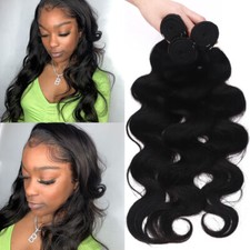 300g Body Wave Virgin Human Hair Extensions Weave Curly 3 Bundles Thick Weft Sew
