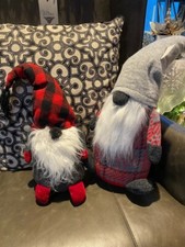 NEW Pottery Barn Set of 2 Adorable Christmas Plush Gnome Pillow Decor Med  Lg