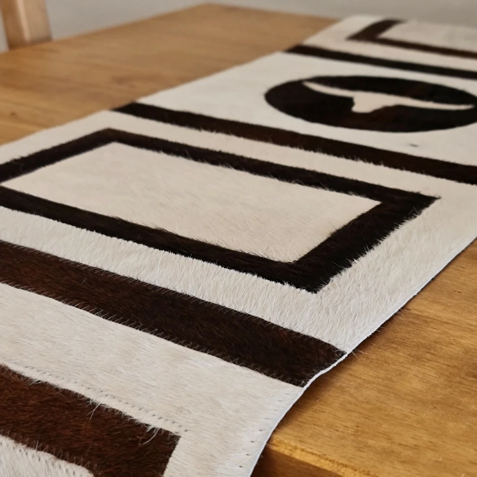 Cowhide table runner / Genuine Leather table runner / Table Top / Multi - Image 4 of 4