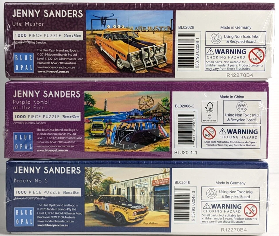 NEW 3 x Blue Opal Jenny Sanders Kombi Utes Brocky 1000 Piece Jigsaw Puzzle - image 4 of 4