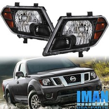 Pair Black Housing Amber Signal Headlights Assembly For Nissan Frontier 2009-21