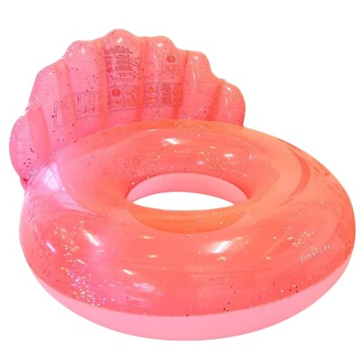 SUNNYLIFE Luxe Poolring Schwimmreifen 3D-Muschel-Rückenlehne neon coral