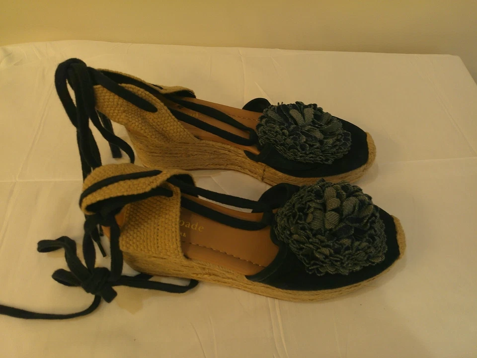 Tacones de cuña Kate Spade azules y naturales talla 5,5 para mujer Foto 3 de 4