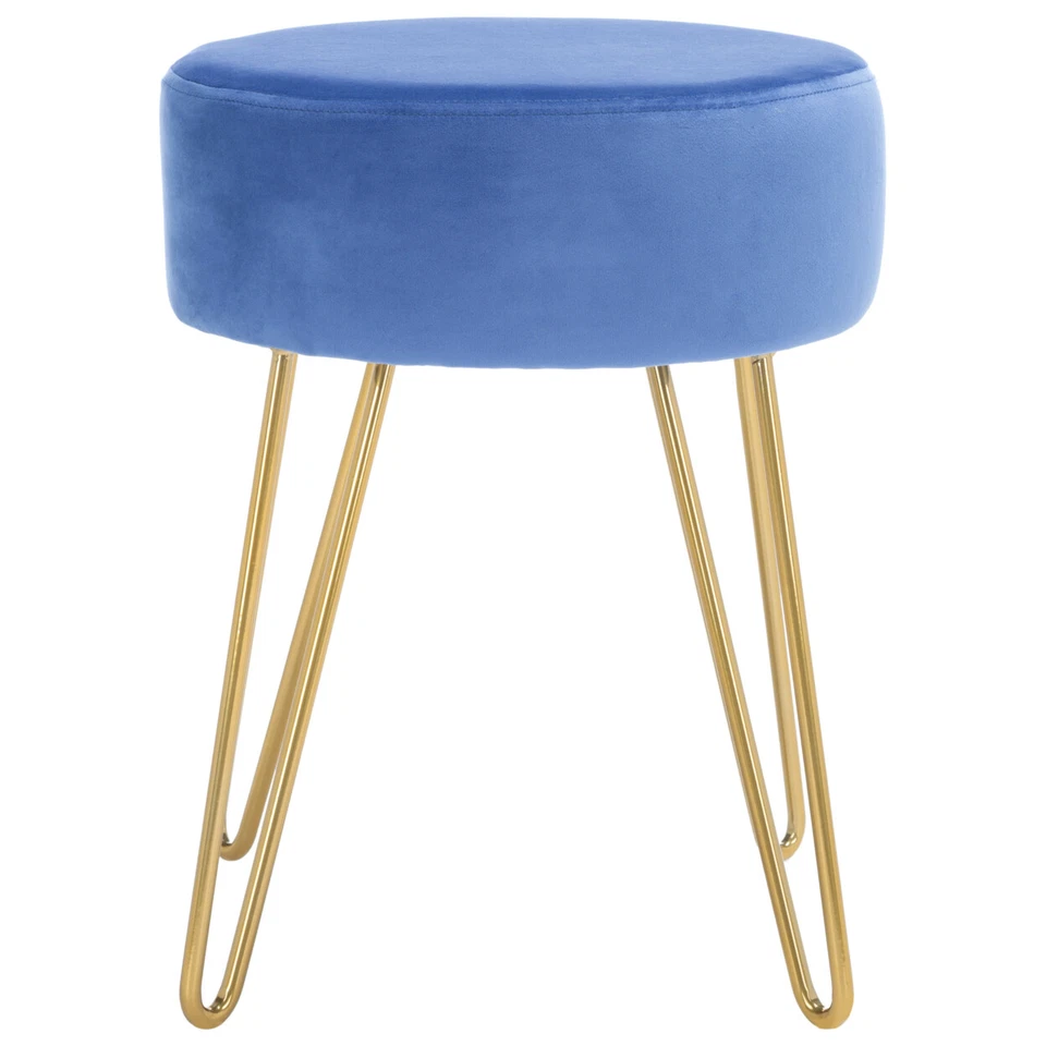 SAFAVIEH Abrea Round Ottoman | Steel Blue / Gold | - Image 2 of 4