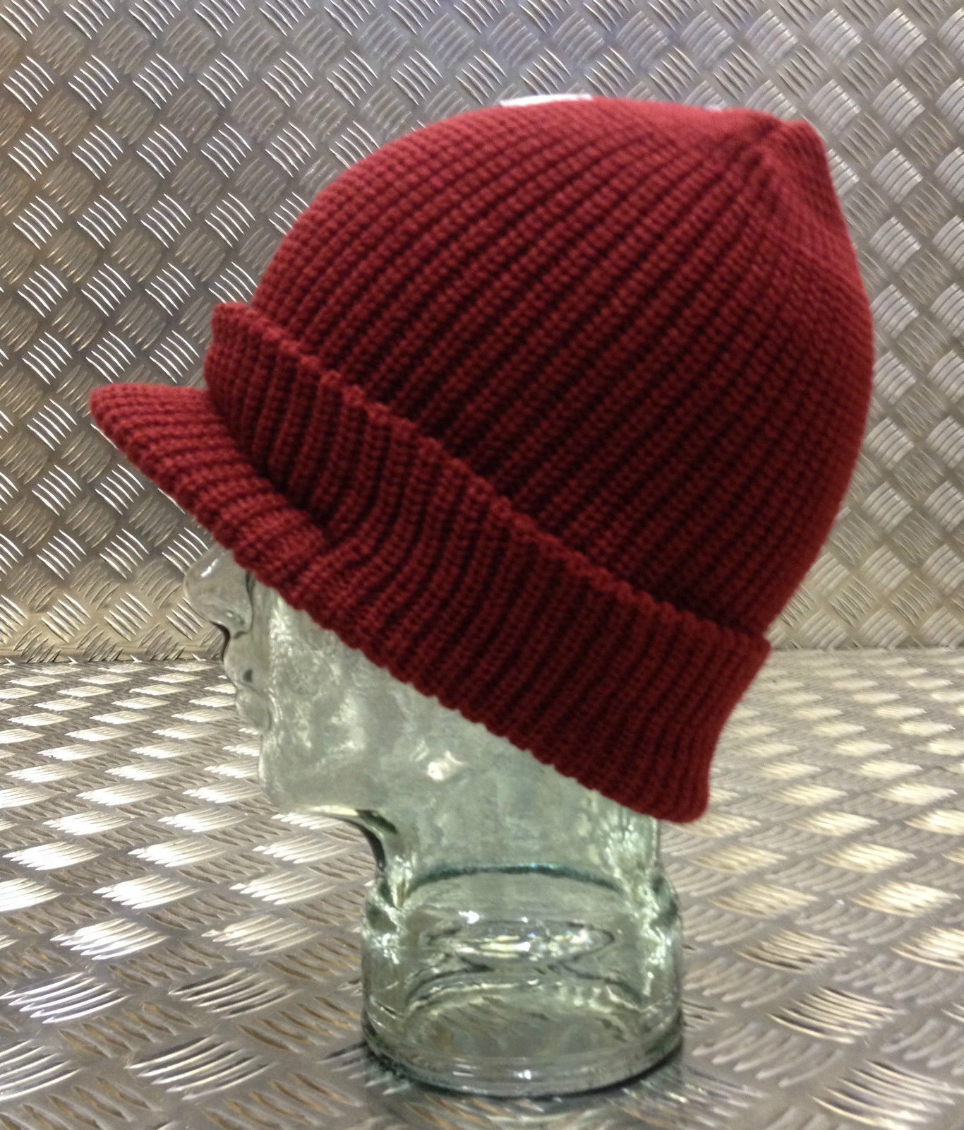 Dark Red / Maroon Peak / Peaked Beanie Hat / Radar Cap - One size ...