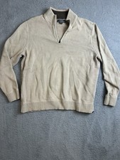Eddie Bauer Sweater Mens 2XL Tan Mock-Neck Long-Sleeve 1/4 Zip Cotton Knit