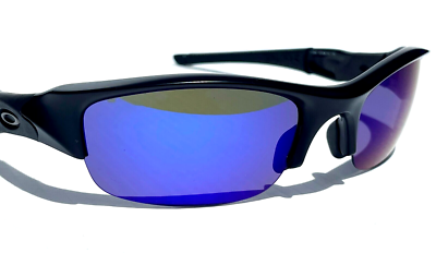 NEW Oakley FLAK JACKET Matte Black POLARIZED Galaxy Blue Lens