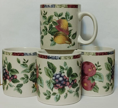 Sakura Oneida Excell SONOMA Stoneware Mixed Pattern,  5" Mugs, Set of 4