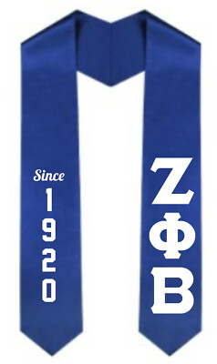 Zeta Phi Beta ''Since 1920'' Graduation ROYAL Stole Sash w/ Vinyl Applique