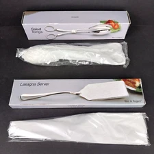 Vintage 1980s Wm A Rogers Silverplate Lasagna Server & Salad Tongs by Onieda NEW