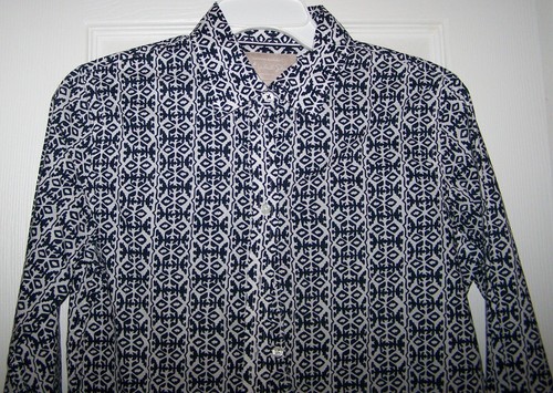 BANANA REPUBLIC Soft Wash Cotton Tribal Button Up L/S Shirt Blouse Womens Small - Picture 3 of 7