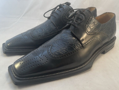 Mezlan Platinum Charcoal Crocodile Pattern Oxfords Mezlan Platinum Alligator Shoes 9.5 crocodile | eBay main image 3