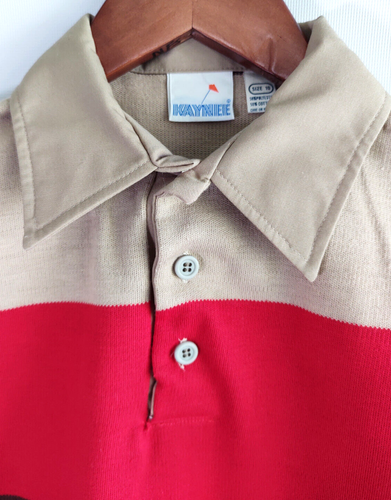Boys Kaynee Brown & Red Striped Long Sleeve Button Polo~Size 10 - Picture 2 of 14