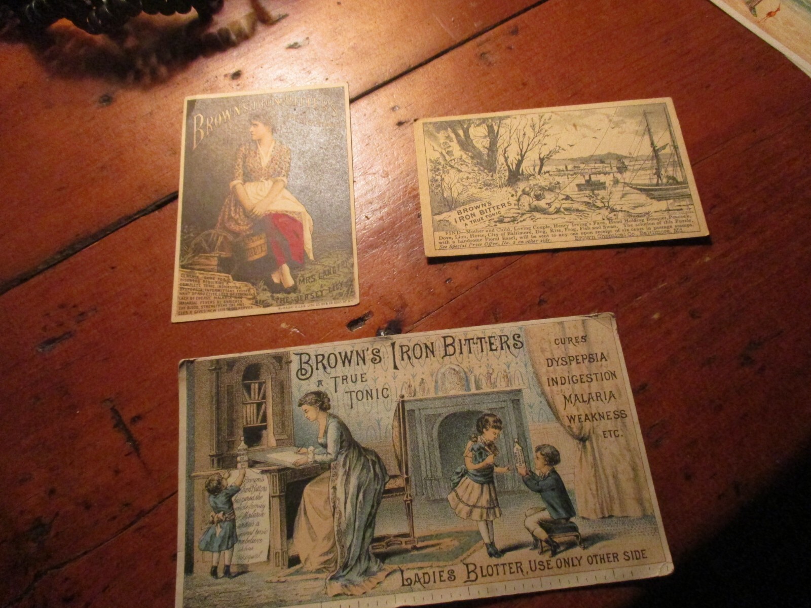 Antique Lot 2 Brown's Iron Bitters 1 Blotter General Store Medicine Ads