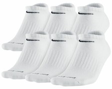 NEW Nike DRI FIT WHITE No Show Socks 6 PK EVerDaY PLUS Size 8-12 Large L