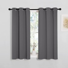2 PCS Grey 45"L x 34"W Protection Privacy Super Heavy Darkening Curtains Bedroom