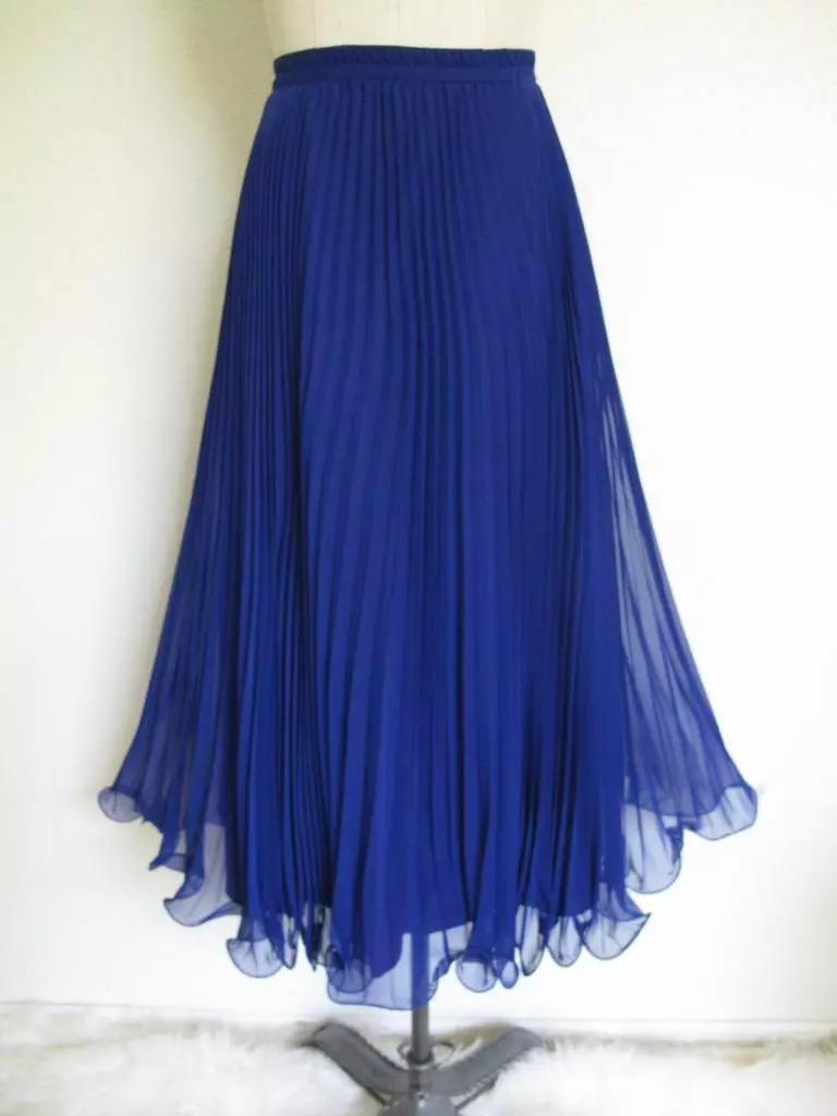 Vintage Crystal Pleated Chiffon Maxi Evening Skirt 27 waist