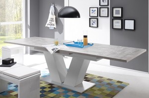 Esstisch Ausziehbar 180 280 X 90 Cm Kuchentisch Beton Weiss Edelstahloptik Neu Ebay 