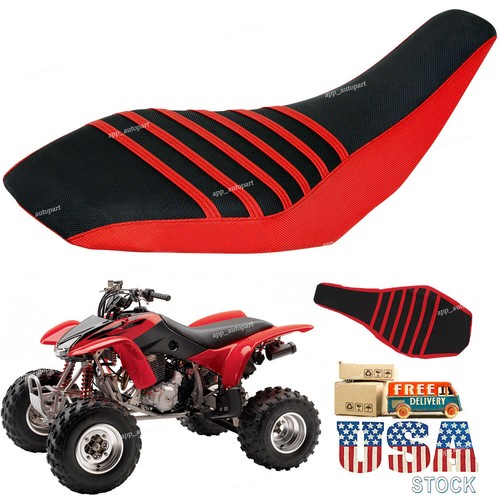 Yamaha Banshee Seat Cover - All Black/Blue Ribs, Handcrafted Moto-Tech Gripper Material (Fits 1987-2006)