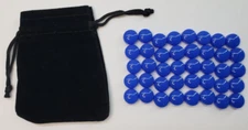 Set of 40 SOLID BLUE Pente Glass Stone Game Playing Piece part replacement NEW