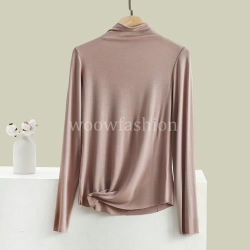 Women Turtleneck Shirt Long Sleeve Mock Neck Tops Thermal Base Layer Undershirts - Picture 21 of 36