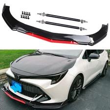 Front Bumper Lip/ Spoiler Splitter Body+Strut Rods For Toyota Corolla Glossy