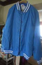 Vintage Size M WEST ARK Blue Satin Bomber Snap Button Jacket Made In USA