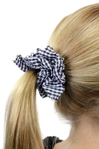 Hardi 60ies Noir/Blanc Carré Look Vintage Bandeau Tissu Scrunchy Z009 - Photo 1/2