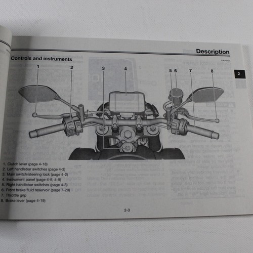 Genuine 2020 Yamaha MT-09 SP / English Owners Manual BAM28199E0 - Picture 7 of 16
