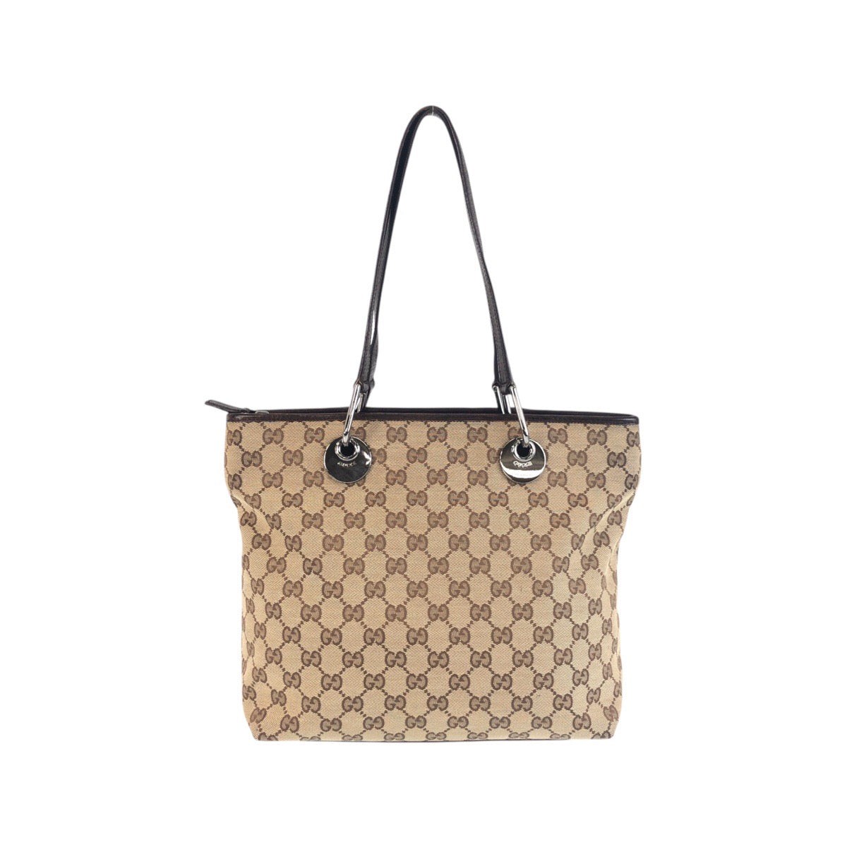 Gucci GG Canvas Leather 2-Way Tote Bag for Women in Beige