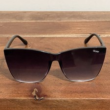 QUAY Australia COME THRU 1212 Cat Eye Sunglasses Black Frame Gradient Fade Lens
