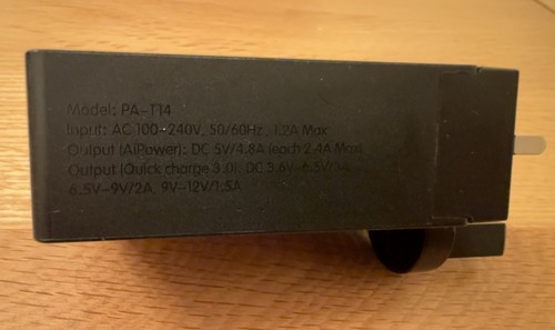 Cargador de pared USB de 3 puertos Aukey PA-T14 PowerAll Qualcomm carga rápida 3.0 - Imagen 3 de 4