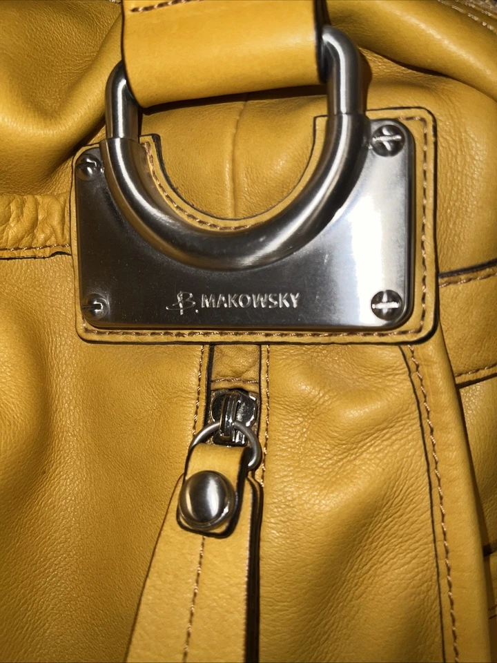Cartera Bolso de Mano B. Makowsky Cuero Amarillo Mostaza Bolso de Hombro Cartera Cartera Foto 4 de 4
