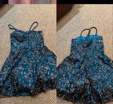 Masquerade 95666 Turquoise and Silver dress