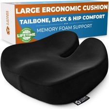 Seat Cushion for Tailbone Pain Relief   Large Memory Foam Cushion for Coccyx,...