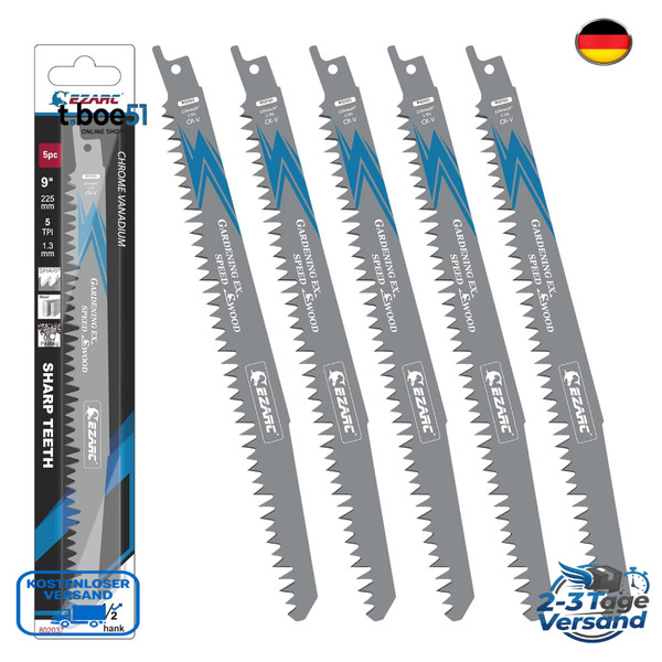 Ezarc SäBelsäGebläTter Set 5Tlg Holz Schnitt 225Mm-image